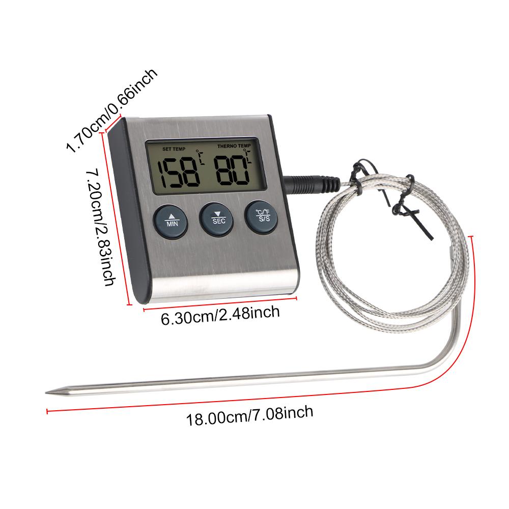 Kitchen Tools Stainless Steel New Digital BBQ Thermometer Meat Kitchen Food Grill Timer Function Probe Temperature Cooking Oven Meter