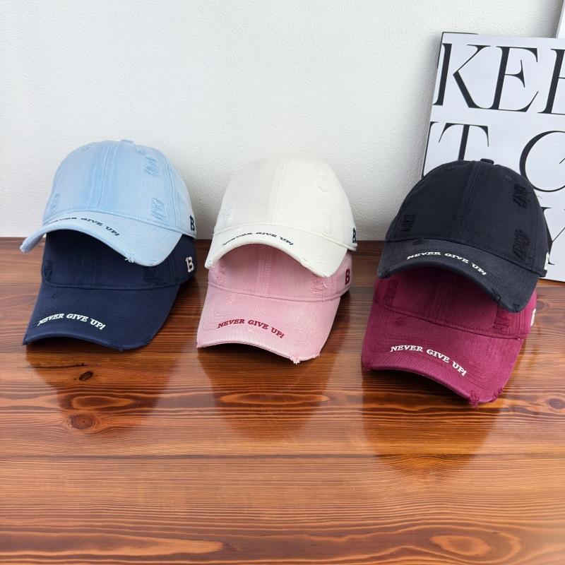 Spring And Summer Soft Top Washed American Ripped Baseball Cap Male And Female Alphabet Embroidered Cap Sun Hat