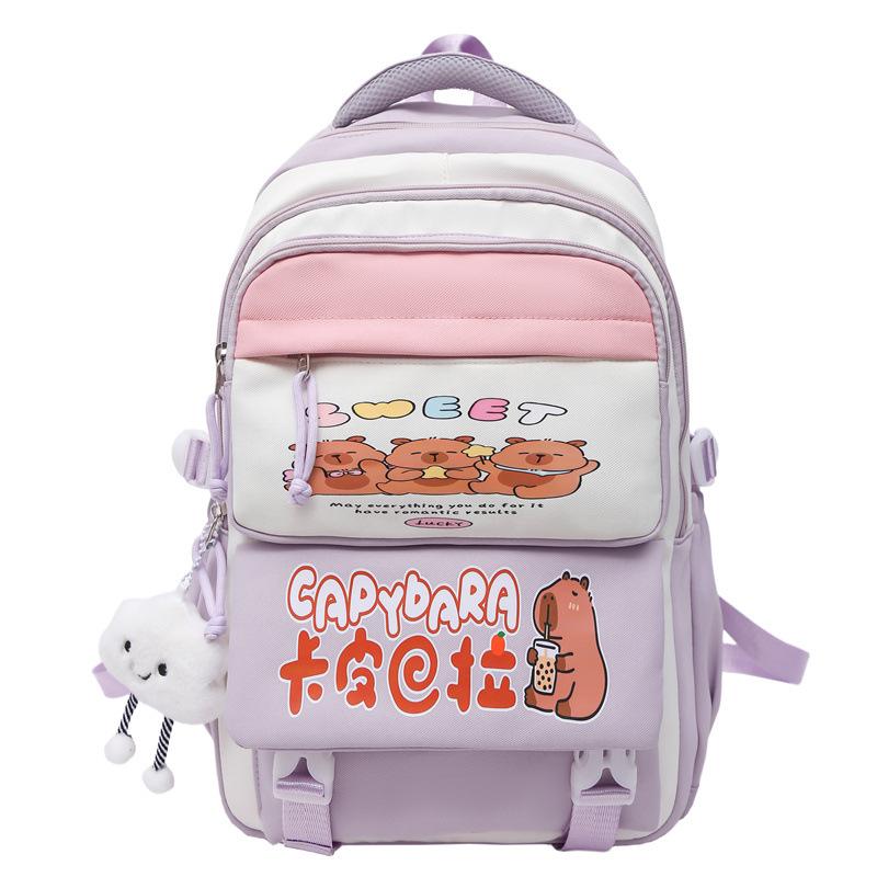 Cute Capybara Cartoon Cute Primary School Student Large Capacity Japanese Backpack