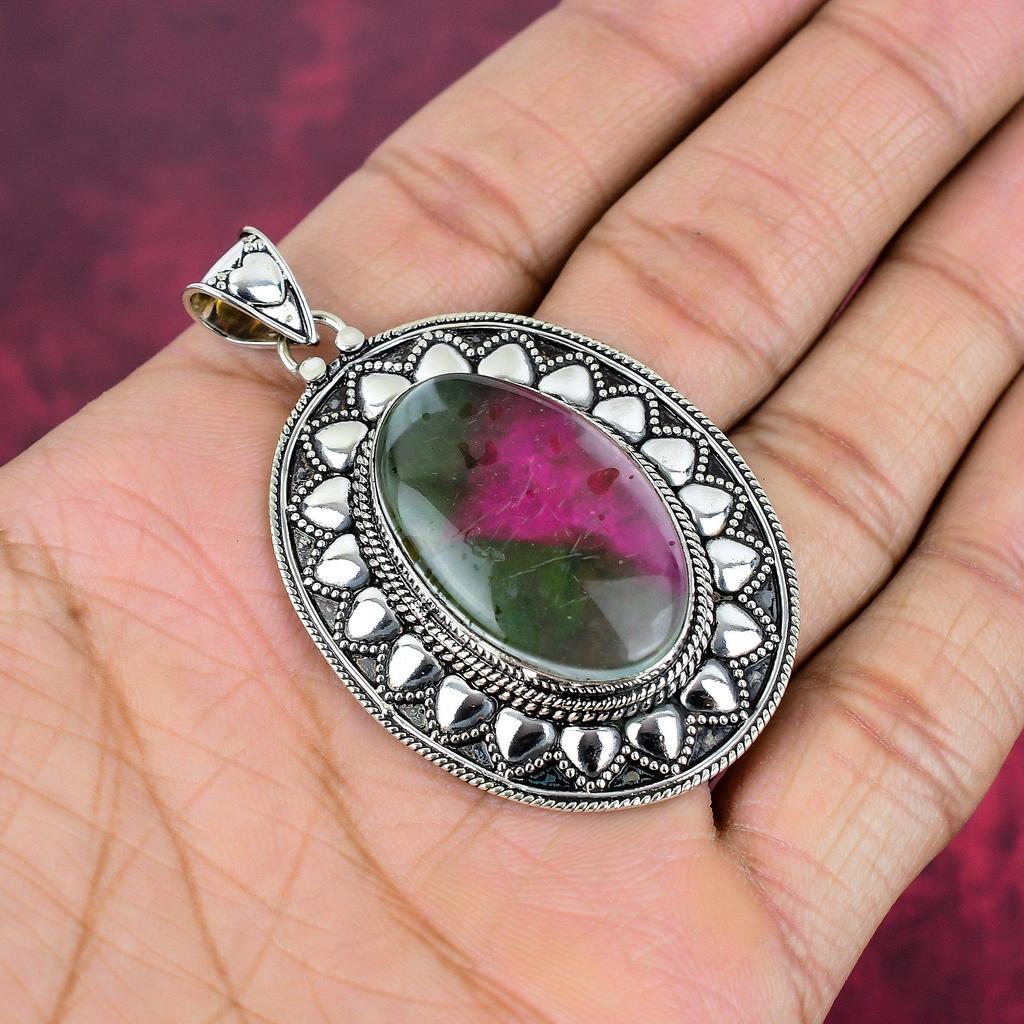 Wassermelonen-Turmalin-Anhänger, 925 massives Sterlingsilber Edelsteinschmuck, Handgefertigter Anhänger, Für Thanksgiving