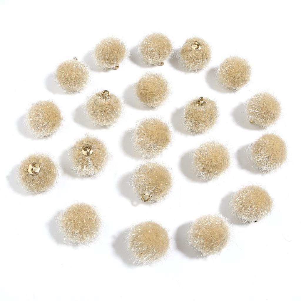 20pcs Plush Fur Covered Ball Beads Charms Multicolor Pompom Pendant For DIY Jewelry Making Necklace Bracelet Earring Accessories
