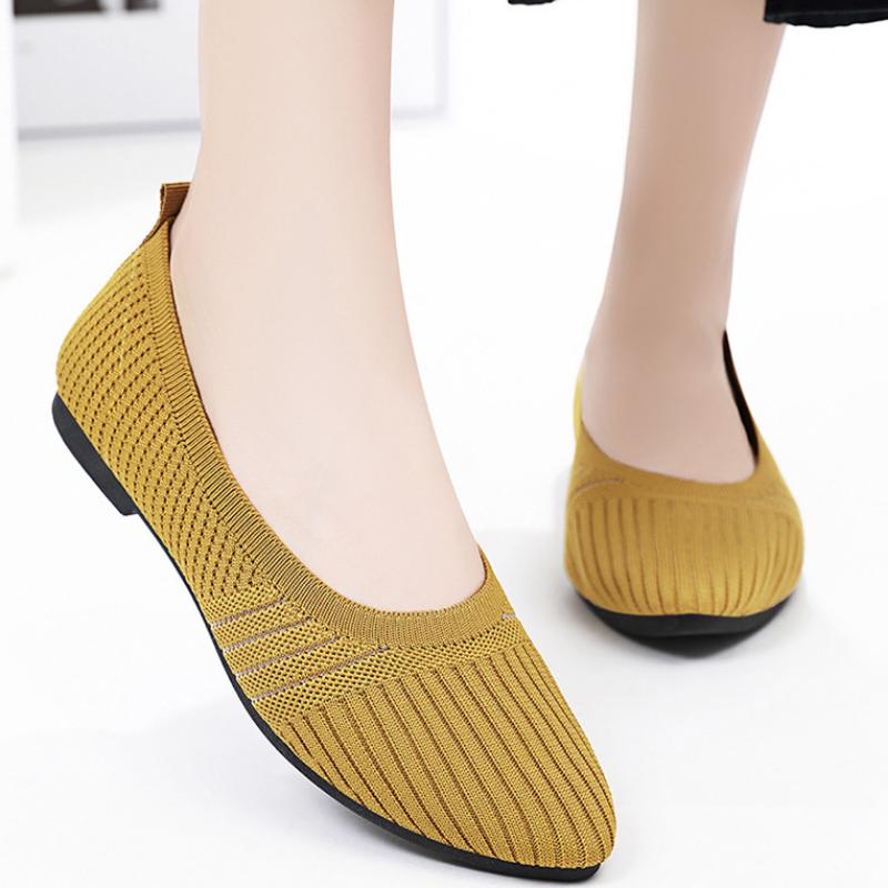 Women's Summer Shallow-mouth Flat Casual Shoes Solid Color Versatile Women's Shoes French Soft Sole Non-tiring Shoes