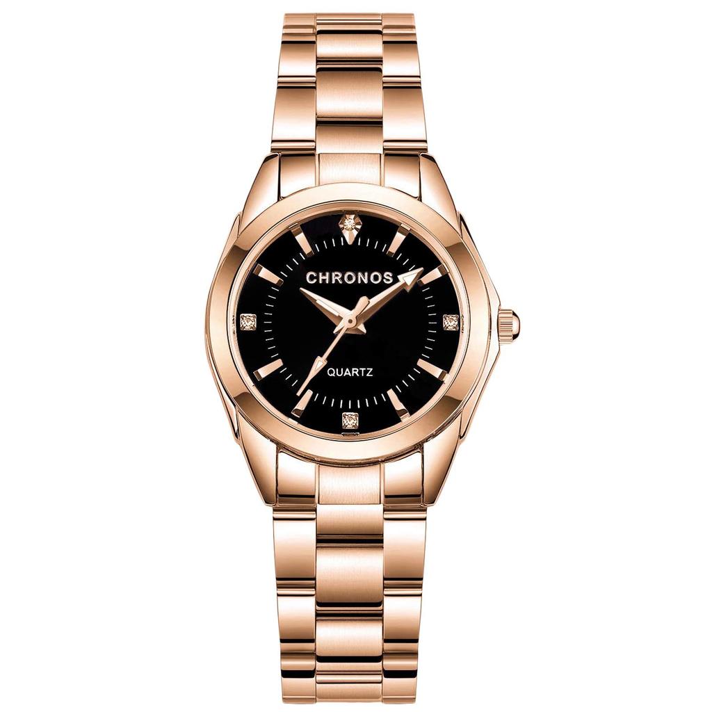 RORIOS watch Fashion Water Quartz Diamond Sparkling Steel Simple and Perfect for Commuting or Black A Women's Watch, Resistant, Movement, Dial, Band,