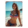 D Flat Pc Metal Sign American Flag Themed Swimsuit Beauty Painting This Stylish Art Wall Decoration Is a Humorous Gift Sui