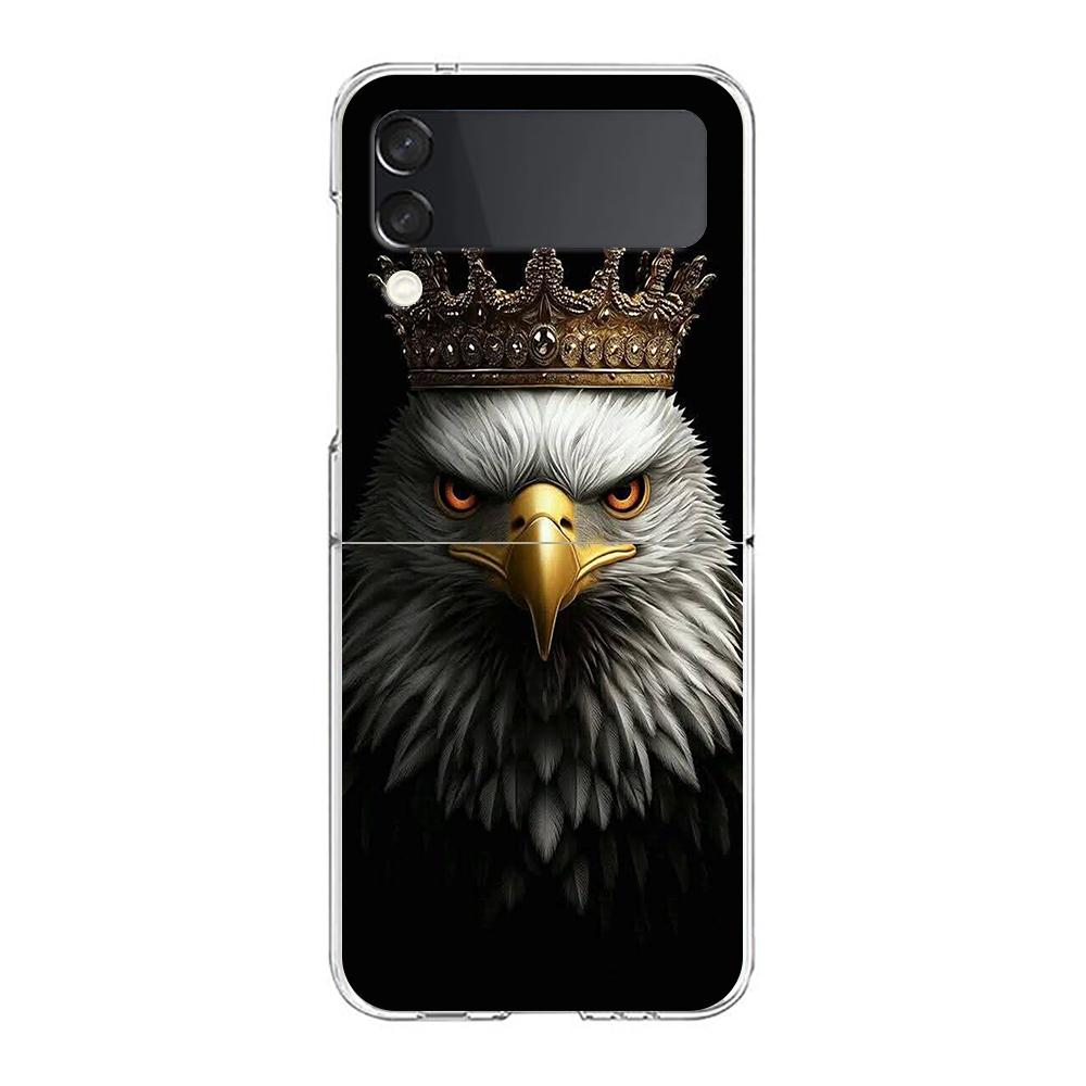 Phone Cover For Samsung Galaxy Z Flip 7 6 5 4 Case Transparent For Samsung Z Flip 3 Hard PC Foldable Bag Eagle Hawk Bird Pattern
