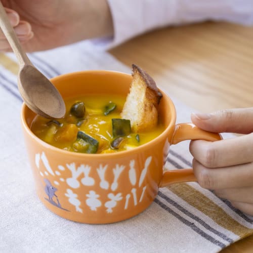 Leo Lionni" Soup Cup/Mug, Microwave and Dishwasher Safe, Leo Lionni Merchandise, Vegetable Design, Orange, Approx. 440ml, Diameter: Approx. 11cm, Min