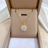 Sun Flower Necklace Earrings Set Light Luxury Slightly Inlaid Personality Temperament Banquet Earrings Items Combination