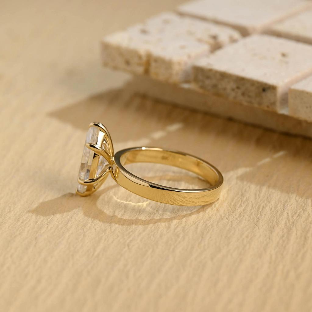 Marquise Cut Moissanite Engagement Ring, 3mm Width Solitaire Ring, Promise Ring, Anniversary, Birthday, Valentine’s Gift for Her
