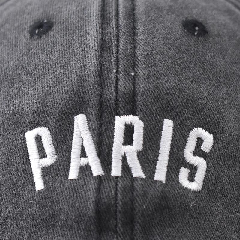 Cotton washed old PARIS small letter embroidered baseball cap men's and women's outdoor printed peaked cap