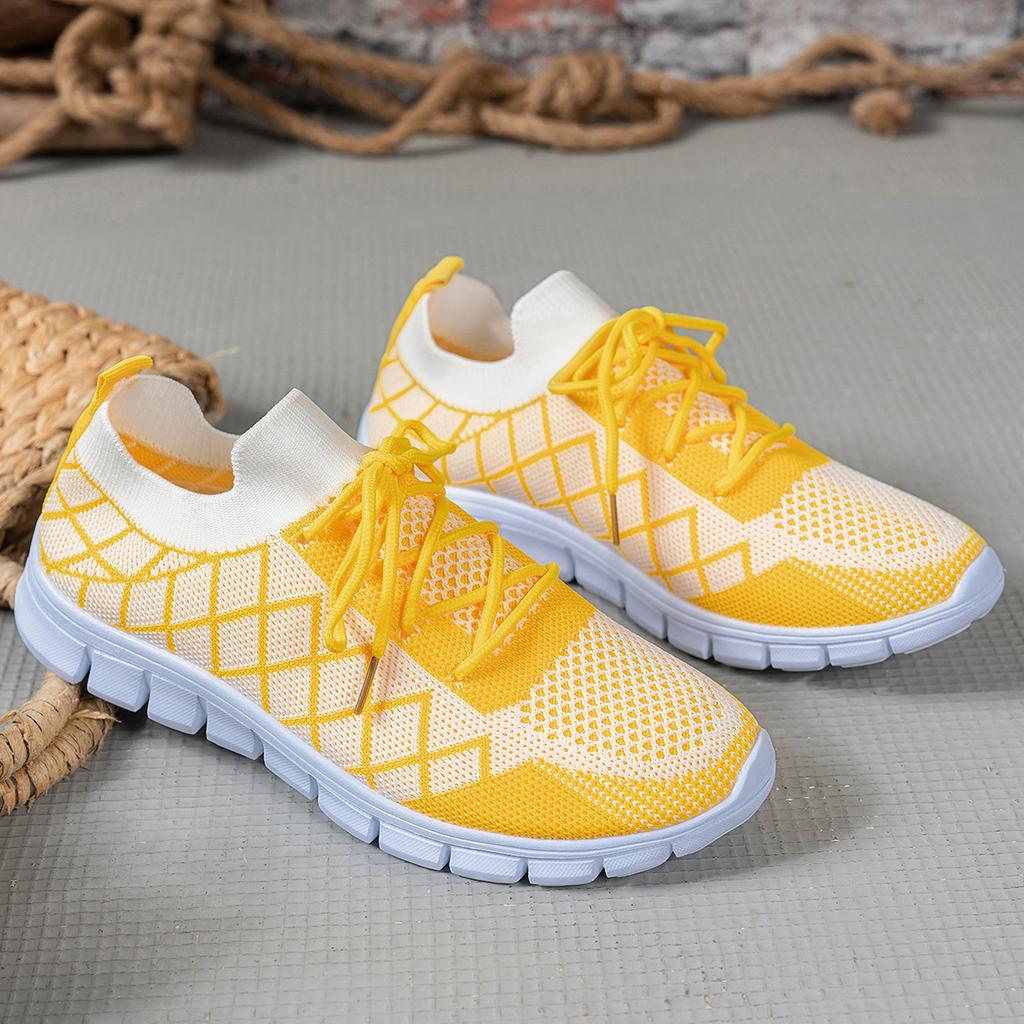 Fashion 2025 New Plus Size Casual Shoes Women's Fashion Comfortable Fly Woven Flat Shoes Mesh Breathable Lightweight Wedge Sneaker