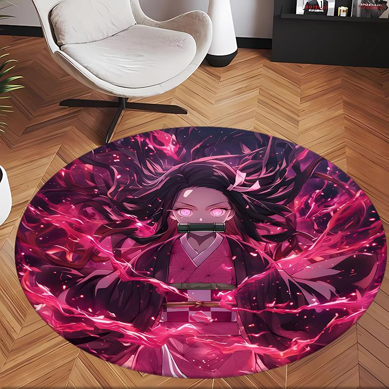 Nezuko (1) Round Office Rug Decorative Floor Rug for Office Bedroom Living Room and Home Space
