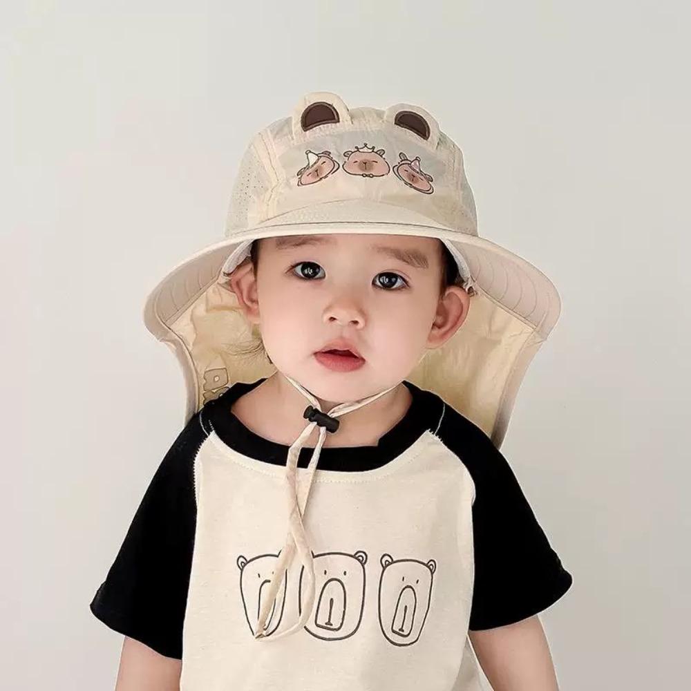 

Breathable Kids Shawl Sun Hat Quick Dry Baby Sun Protection Hat Capybara Fisherman Hat Boys рожевий