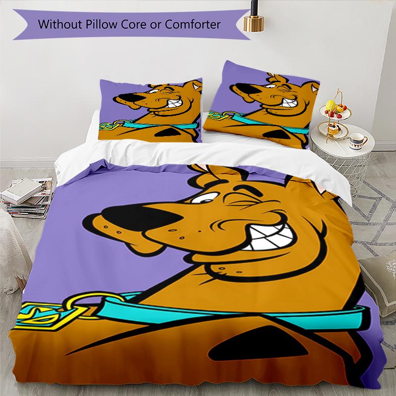3pcs Scooby Doo pattern bedding set duvet cover set includes duvet cover &pillowcases, perfect all season bedroom decoration & gift