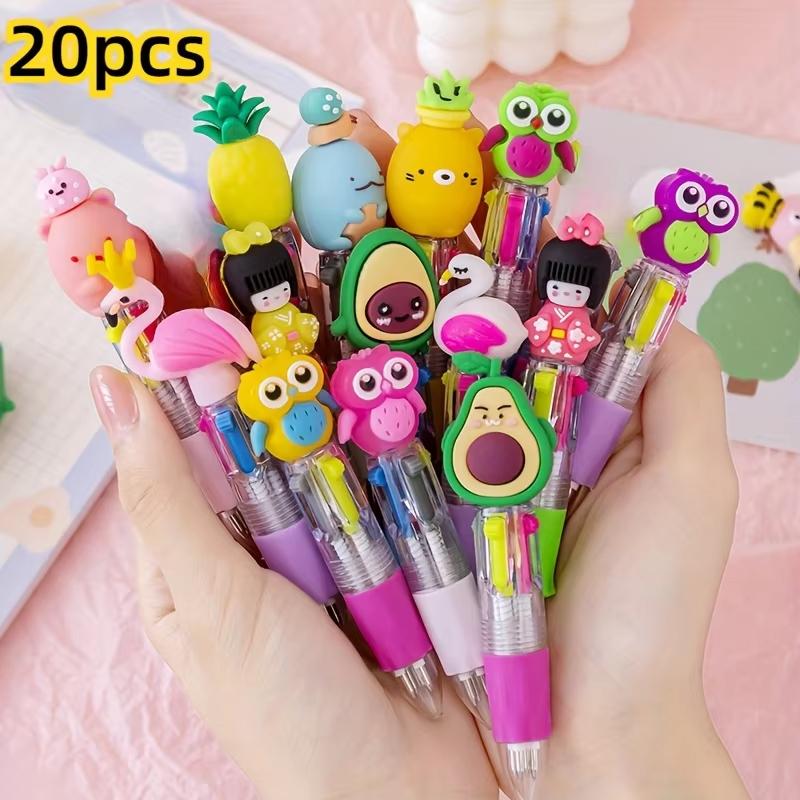 Cute Retractable Round Ballpoint Pens, Stick Construction Type, Plastic Material, for School and Office Supplies