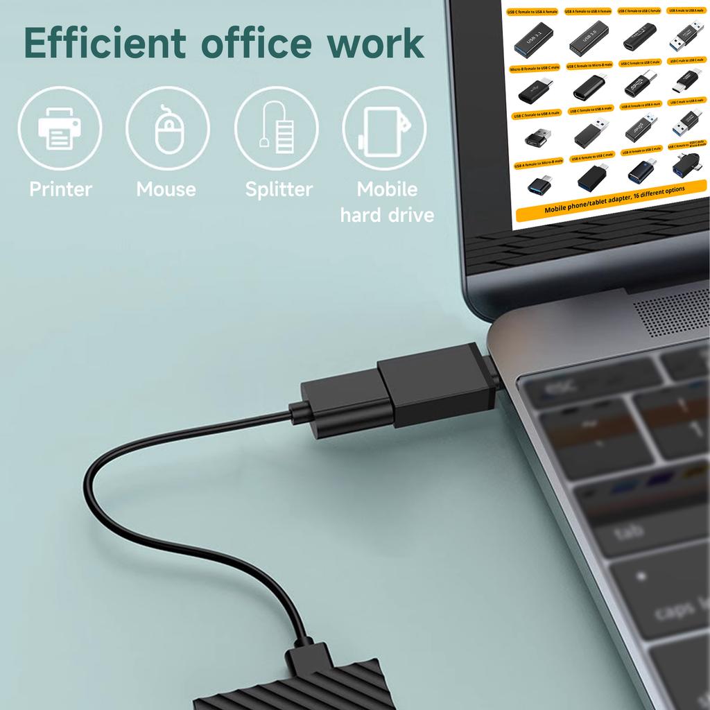 16PCS  USB-C to USB 3.0,USB to Micro-B,Female-To-Male Adapters OTG Power Mode for Smartphone Android Phone Tablet