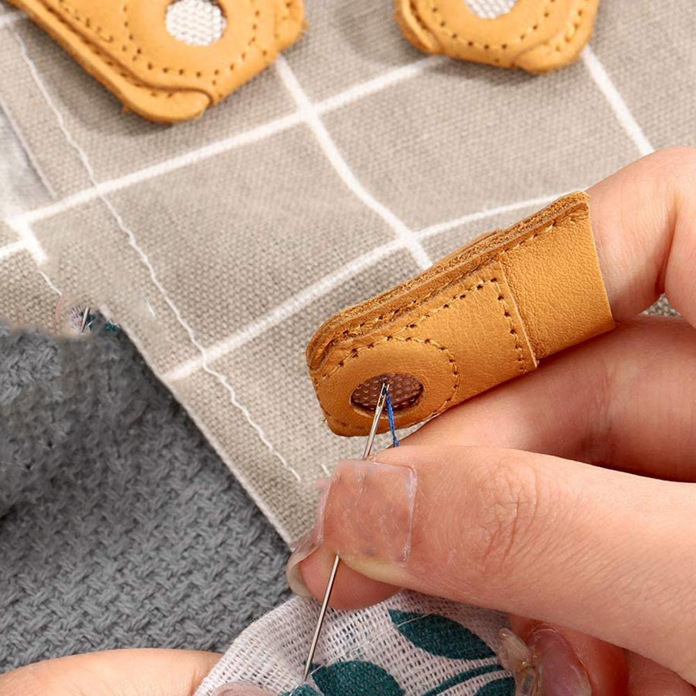 2/1PC Sewing Leather Thimble Finger Protector Coin Thimble Pads for Craft Hand Sewing Quilting Knitting Pin Needles DIY Tools