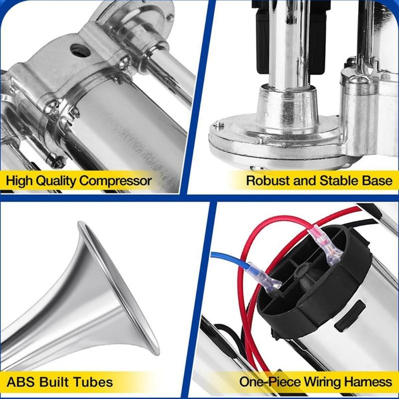 Double tube Integrated Electric Pump Air Horn with Relay 600DB Compressor Integrated Air Horn Car Horn
