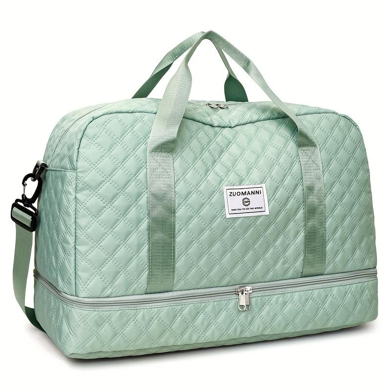 Large Capacity Multifunctial Travel Bag, Spacious Diamd Pattern Sports and Fitness Bag, Portable Weekender Overnight Bag