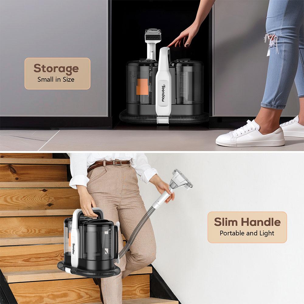 Teendow C5 Carpet Cleaner Vacuum, 11KPa Powerful Suction, ≤80dB Low Noise, 1500ml Large Water Tank Capacity
