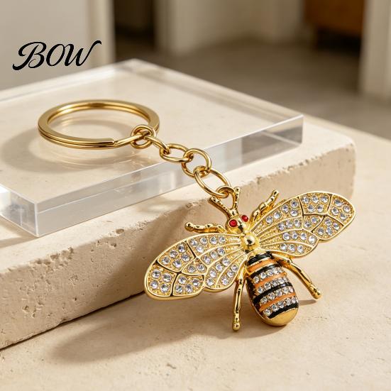 Bee Keychain for Women Rhinestone Women, Bing Alloy Car Sturdy Key Ring with Chain Ring, Decorative Accessories Handbags Backpacks Holder