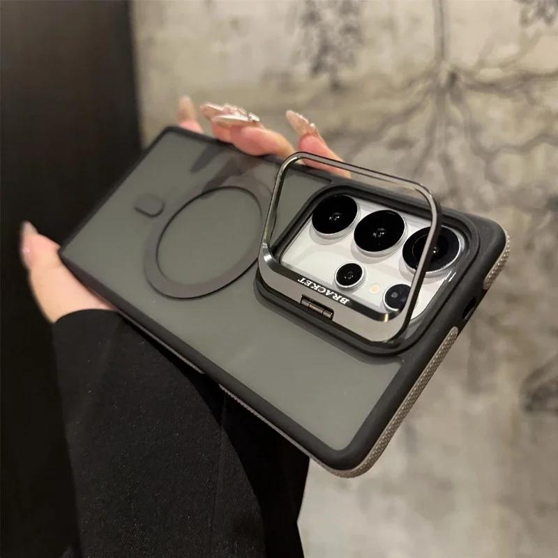 For Magsafe Magnetic Metal Lens Protection Stand Case For  Galaxy Samsung S24 S25 S22 S23 Ultra Plus FE Shockproof Cover Bumper