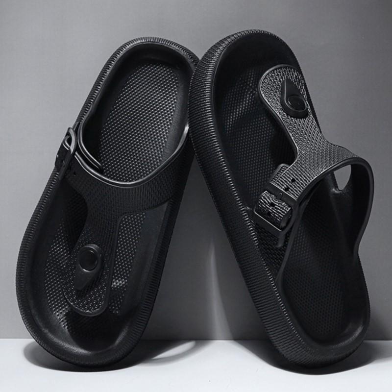 Fashion Litfun Men's Fashion Flip Flops Summer New Outdoor Beach Sandals With Adjustable Buckle Soft Cloud EVA Round Toe House Slippers