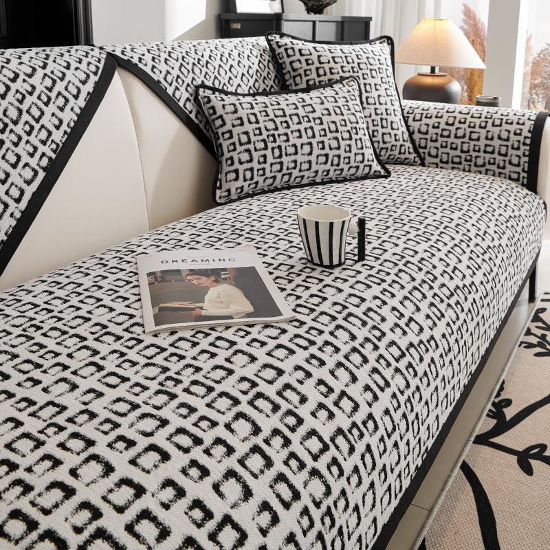 Houndstooth Sofa Cushion Four Seasons Universal Light Luxury Modern High-End Non-Slip Cushion Sofa Cover Cushion