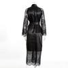 Plus Size European & American Lace Trim Long Robe Nightgown Lingerie