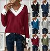 2026 Spring/Summer Casual Brushed Ribbed V-Neck Batwing Short-Sleeved Women's Top