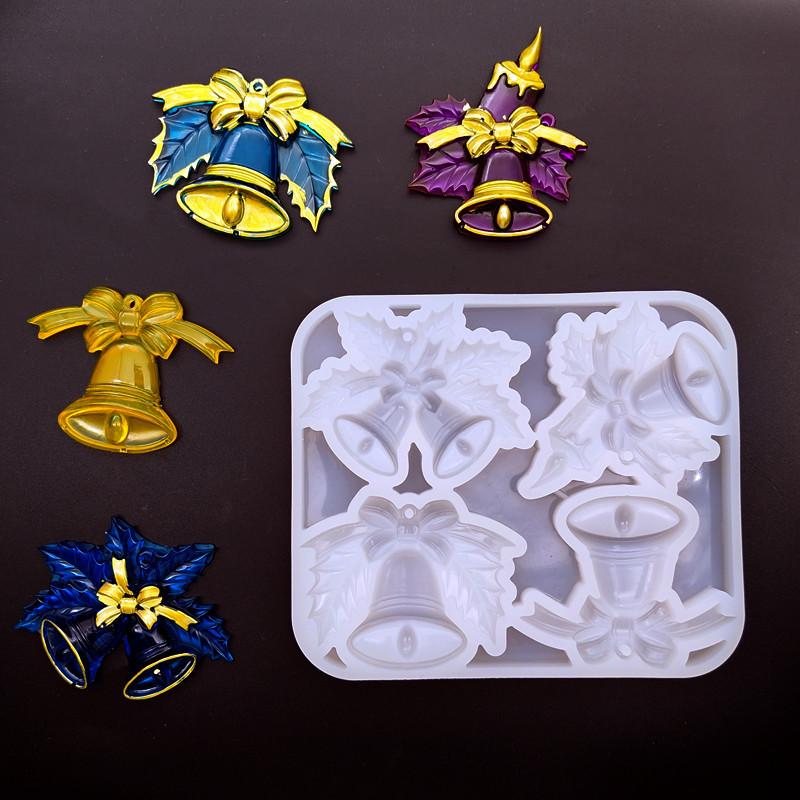 

Christmas Combination Bells Keychain Silicone Molds with Hole Keyring Pendant Handmade Mold Christmas Day Gift Dropsale