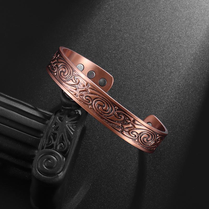 Totem Cuff Bracelet for Women and Men Ancient Copper Plated Adjustable Magnetic Bracelet Bangle Exquisite Gift