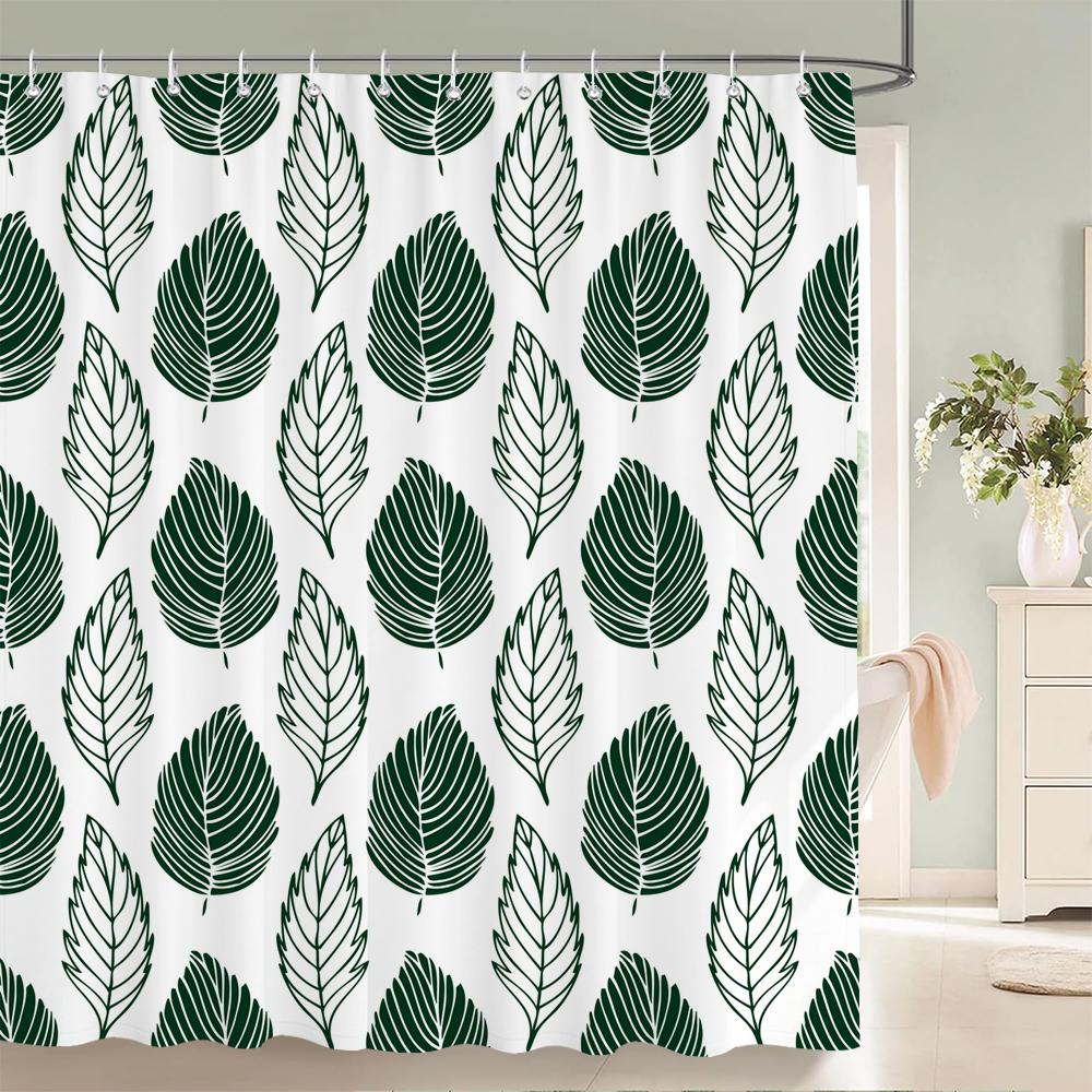 Modern Tree Shower Curtain, Forest and Tree Leaves Bathroom Decorative Shower Curtain, Waterproof Shower Curtain with Hooks