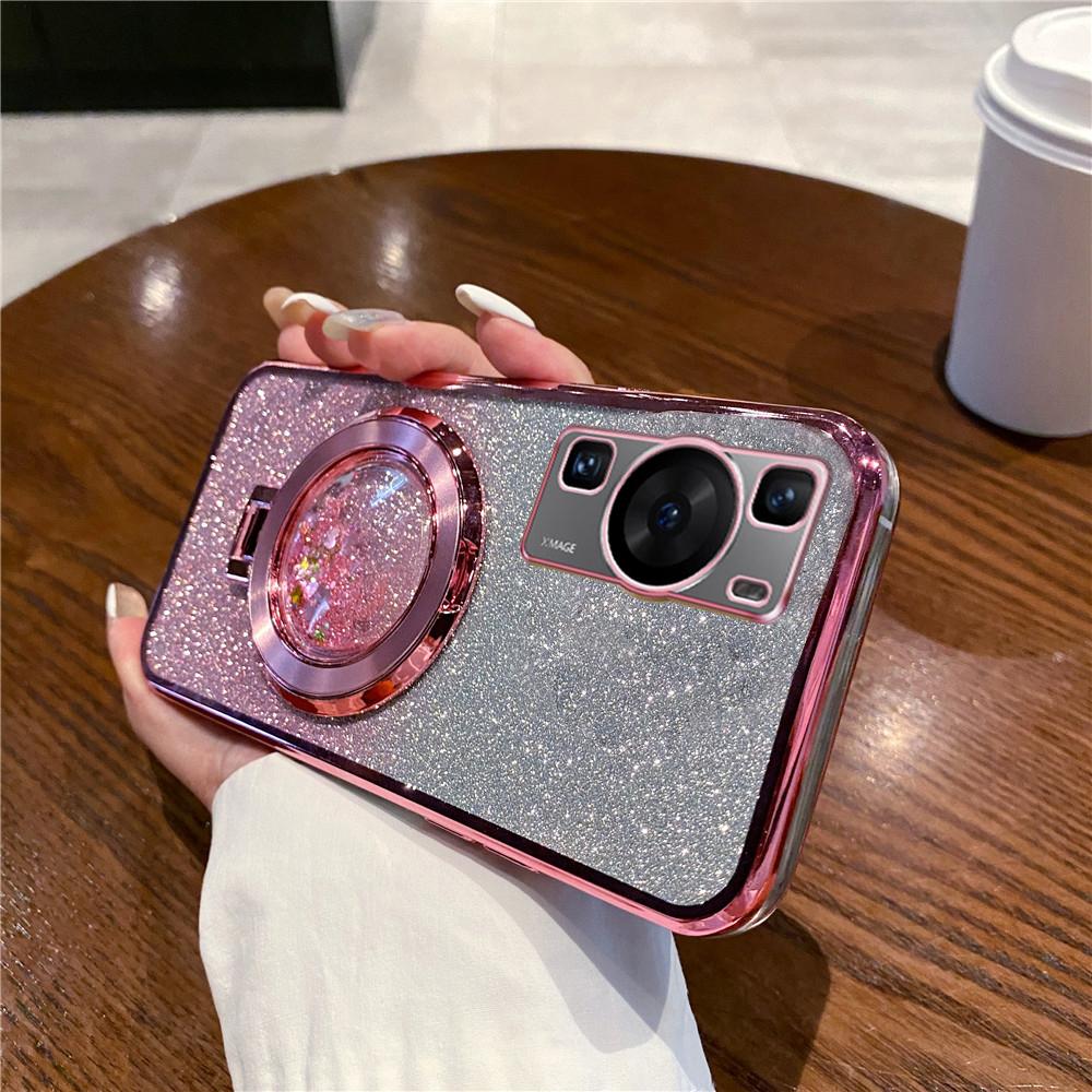 Glitter Quicksand Bracket Case For Huawei P30 Lite P40 P50 Pro P Smart 2021 Mate 60 Pro Ring Holder Stand Gradient Bling Cover