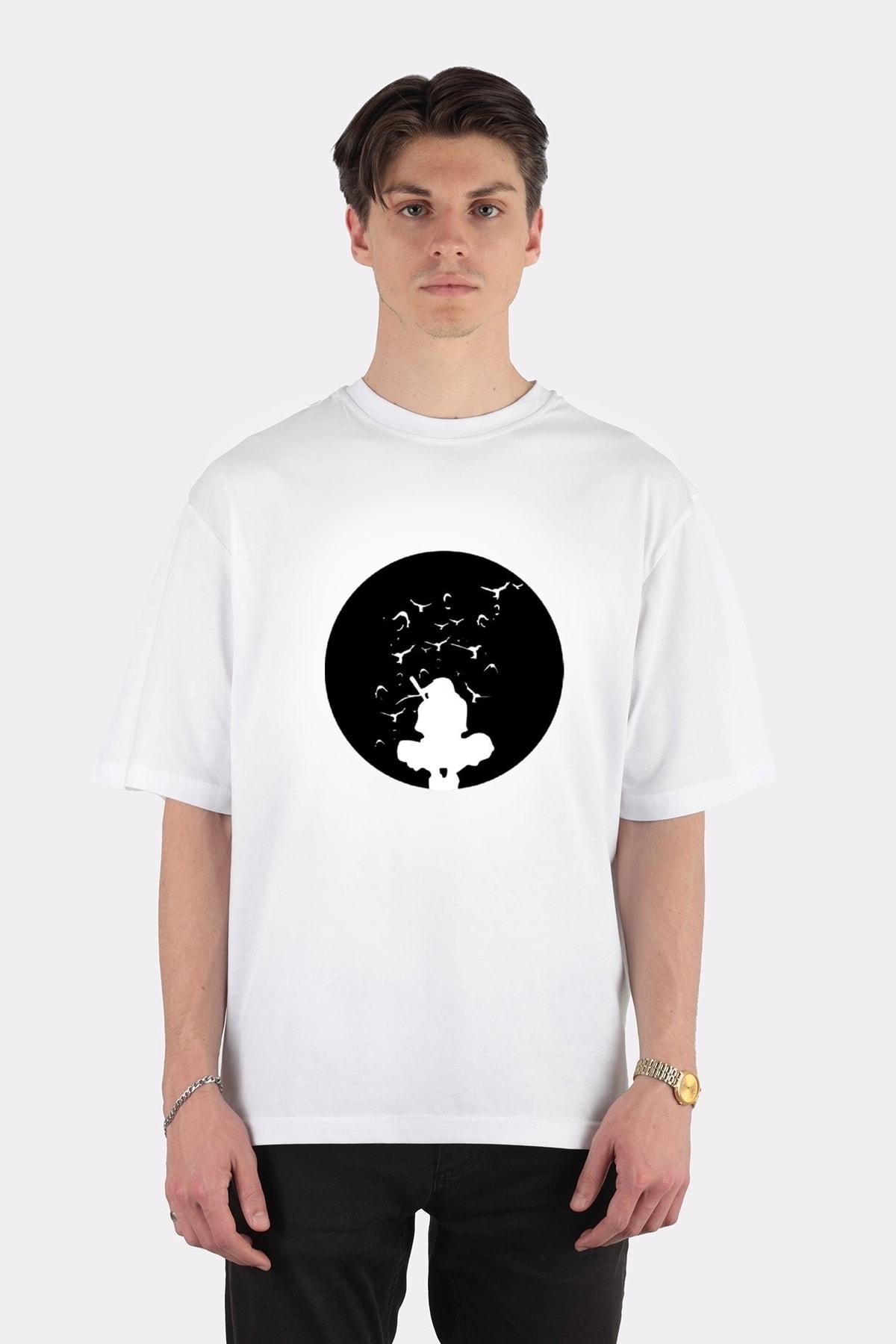 

Белая футболка унисекс оверсайз Itachi Uchiha Shadow Bw