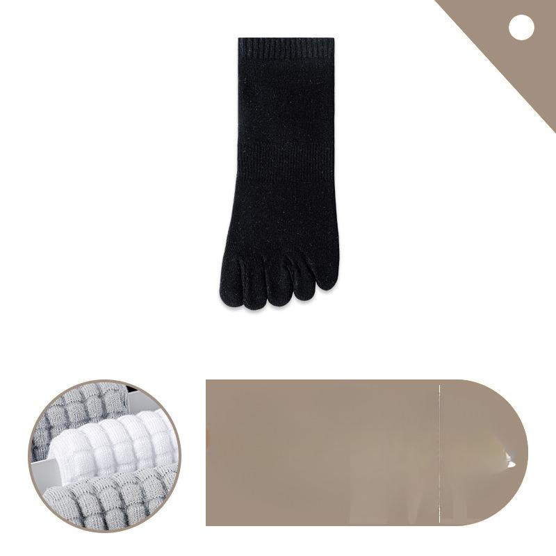 Five-fingered Socks for Men's Sports Running, White Shock-absorbing Toe Separation Socks, Thickened Towel Bottom Short Socks