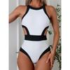2025 Cut Out One Piece Swimsuit Women Swimwear Sports Monokini Bodysuit White Swim Suit Bathing Suit High Waist Beachwear Summer