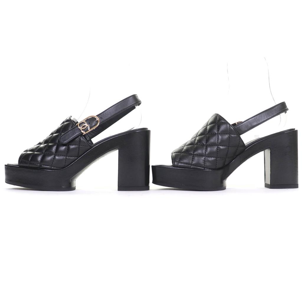 Chanel Sandals COCO Mark Matelasse With Strap Leather Sandals 24P G45567 Used