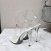Women’s Sandals Fashion Transparent Crystal Heel Women‘s Shoes Large Size 35-43 Fish Mouth Party Wedding Shoes