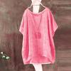 Damen Frühling und Sommer Literarisch Retro Kurzarm Übergröße T-Shirt Einfarbig Schlicht Locker Lässig Pendler Oberteile