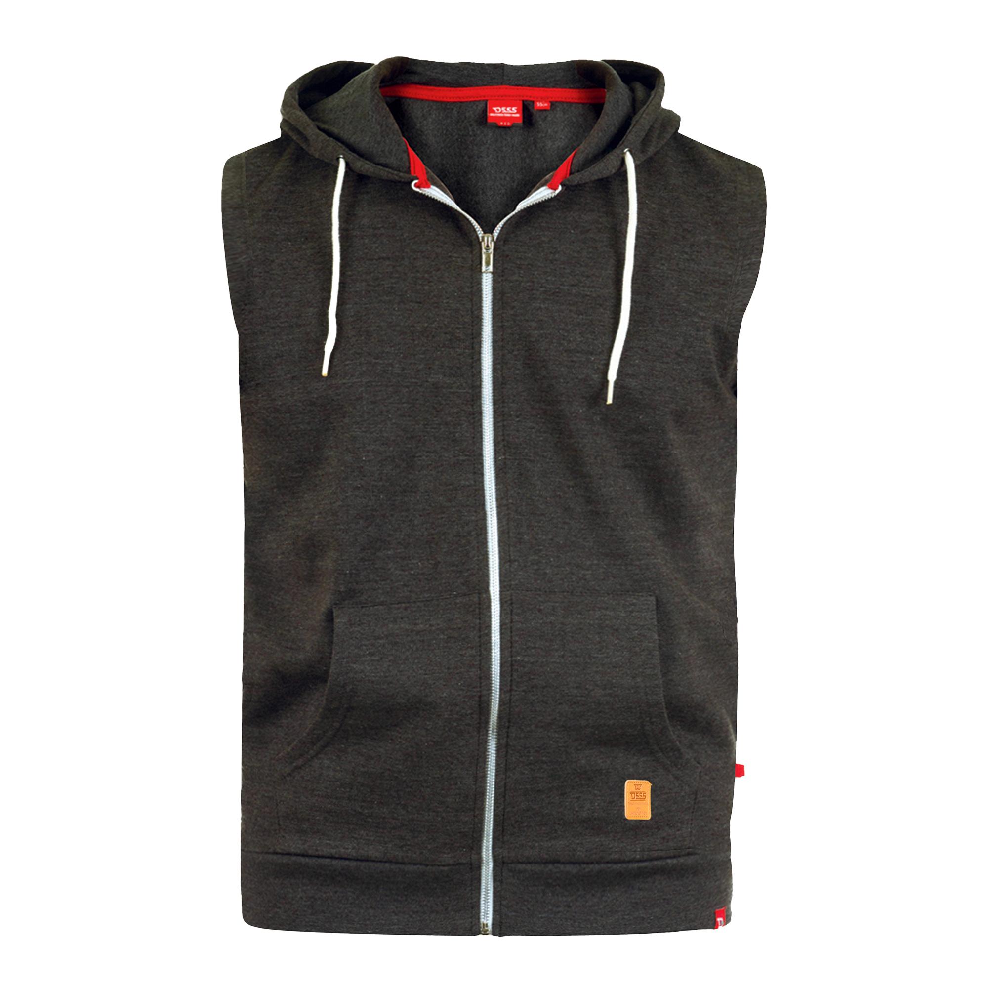 Duke Heren D555 Blake Kingsize mouwloze hoodie met volledige ritssluiting 6XL houtskool