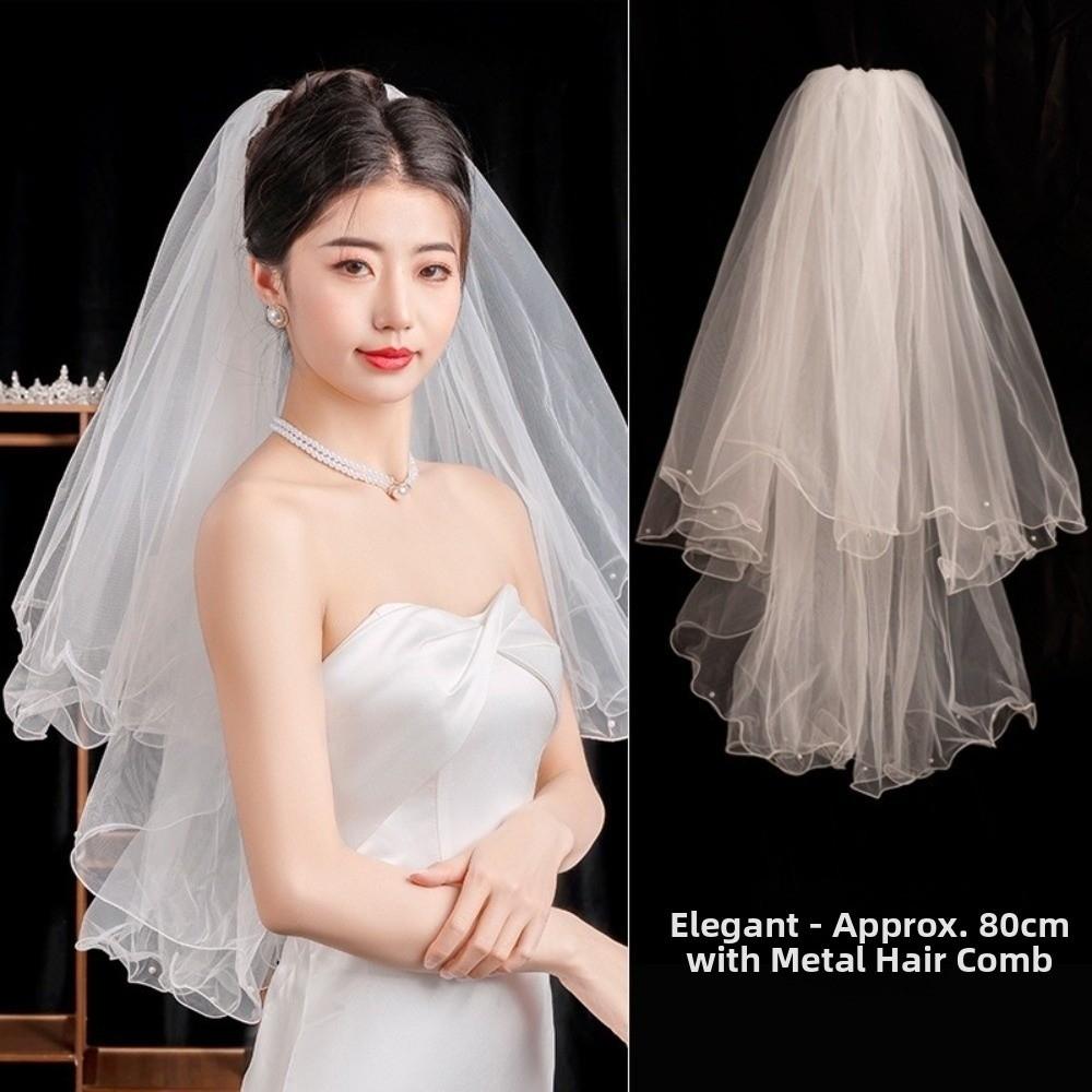 Bow Wedding Veil Pearl Accessories Women's Tulle New Bridal Veil  Bridal Photoshoot