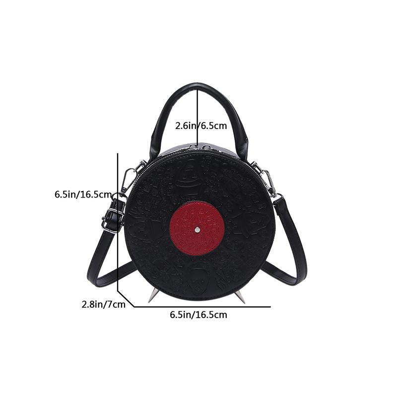 Personalized Creative Small Round Bag New Fashion Women's Niche Retro Record Shape Bag Ins Ladies PU Crossbody Bag KTB