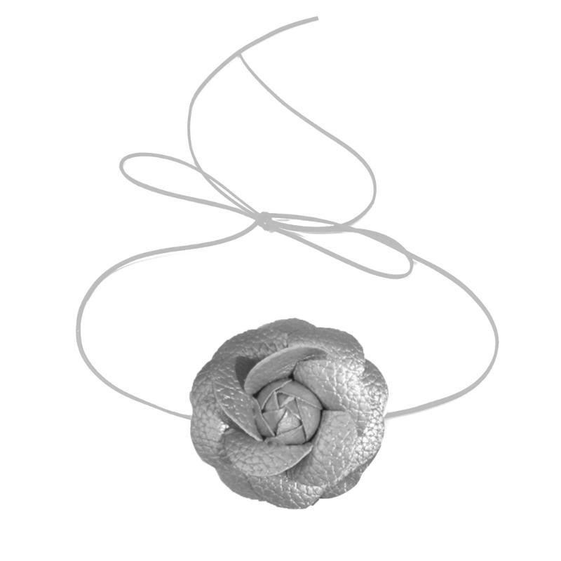 Vintage Flüssigmetall Blume Choker Halskette Langer Spitzenkragen Choker Temperament Halsband Schmuck Schlüsselbeinkette Halskette