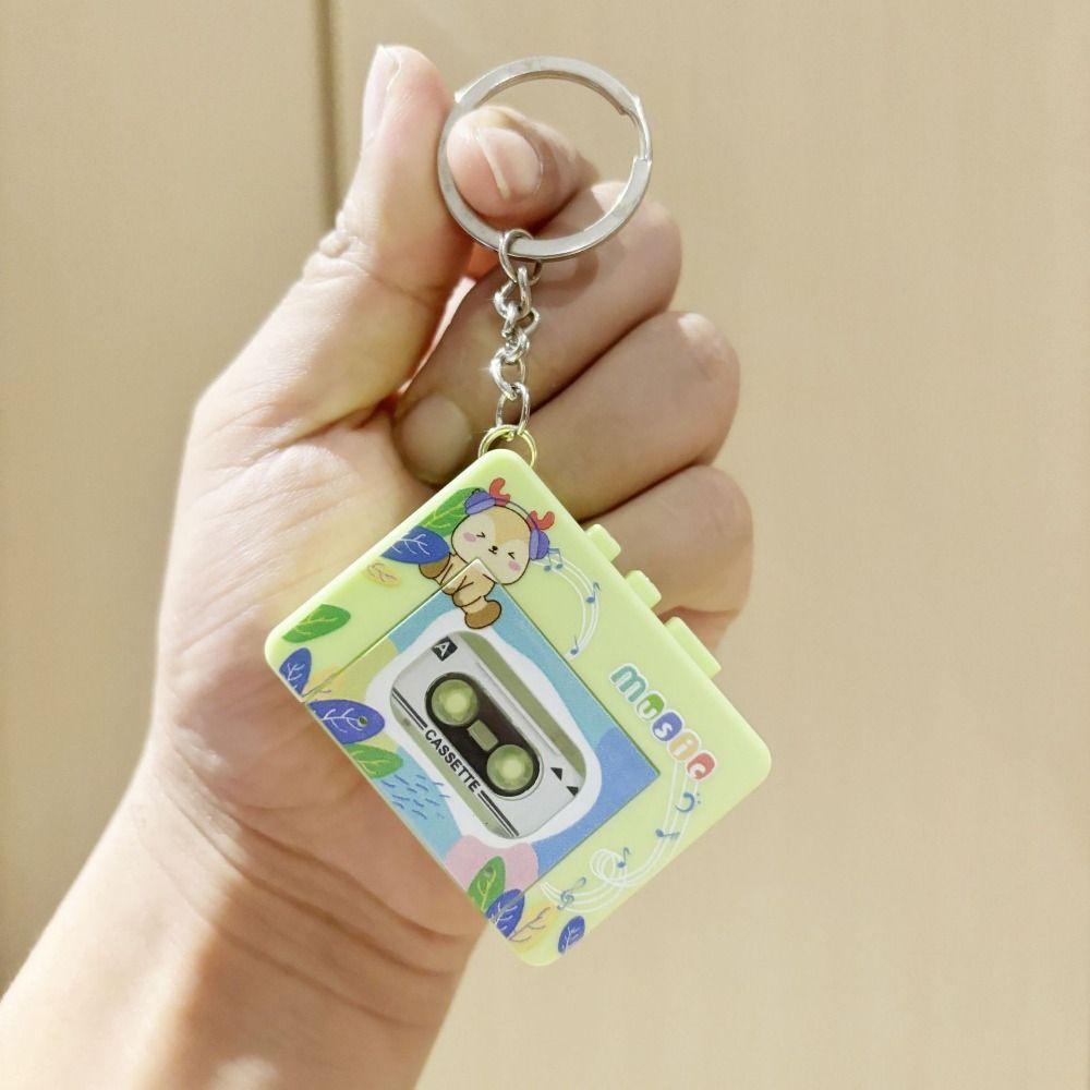 Cassette Recorder Recording Music Box Pendant With music Retro Tape Recorder Keychain   Backpack