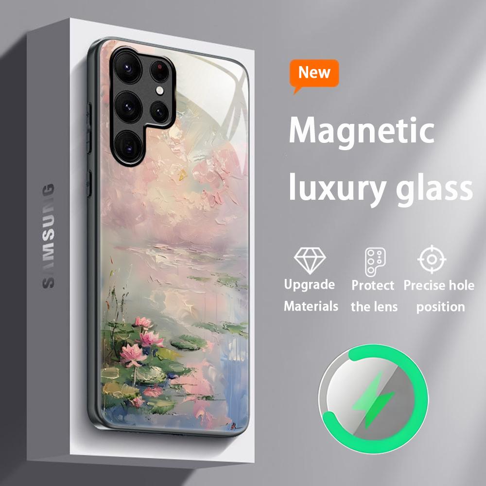Popular Art Claude Monet Draw Phone Case For Samsung S25 S24 S23 S22 S21 S20 Plus Ultra Note20 Glass Magnetic Case