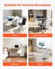 Computer Desk with Fabric Drawers, 120 Cm Reversible Study Work Writing Desk for Modern Home Office Bedroom, Simple Modern Cute PC Table Metal Frame