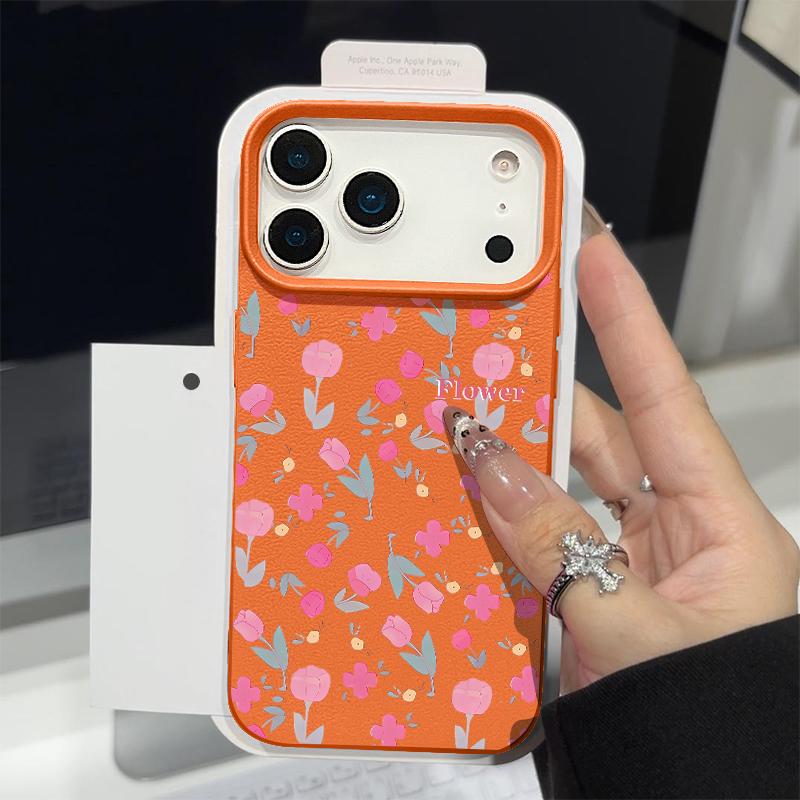 Ledertextur TPU Handyhülle Für iPhone 17 17e 16e 16 15 Pro Max 14 13 Pro Max 11 Rosa Lilienblüte Weiche Silikon-Rückseite