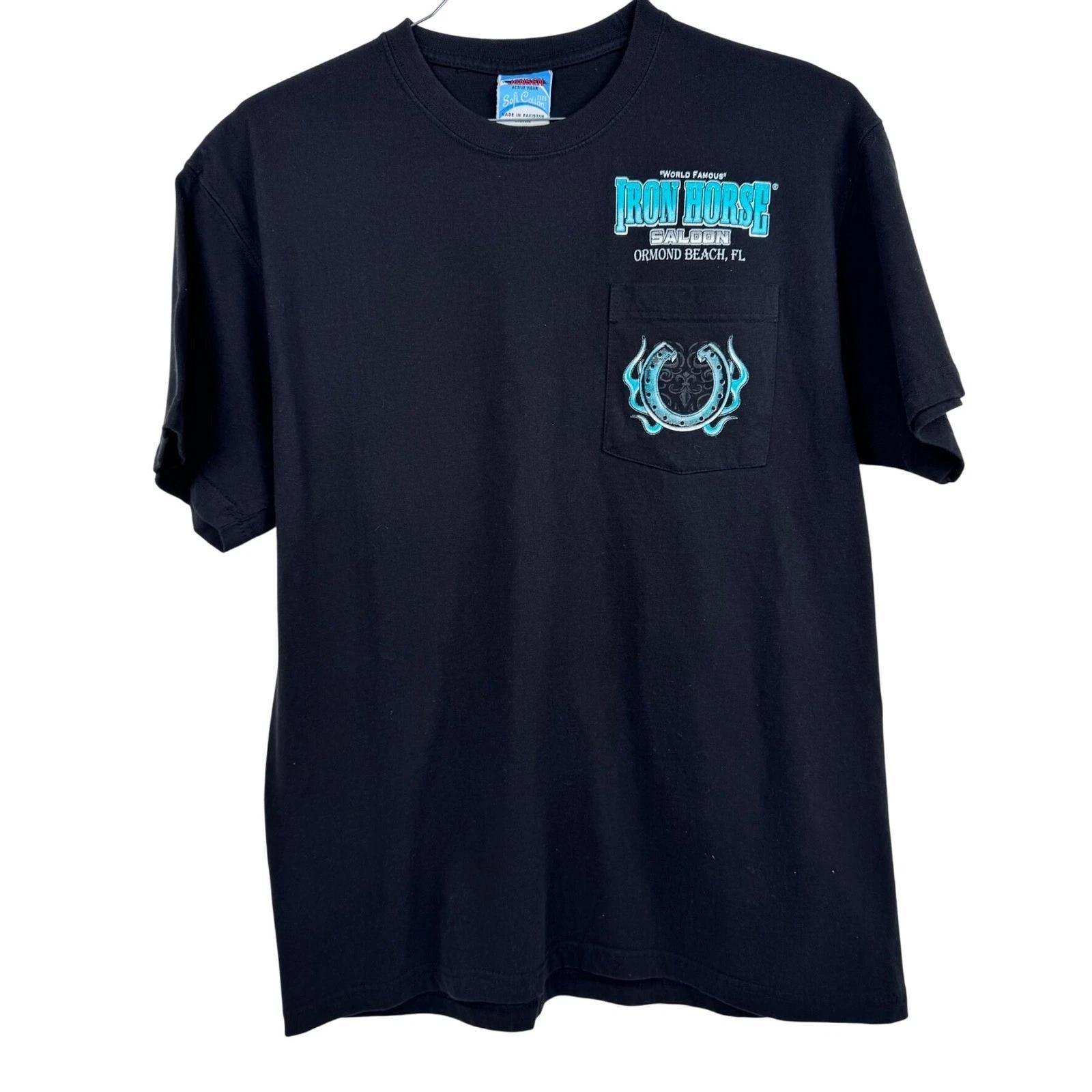 

Iron Horse Saloon Ormond Beach FL Souvenir Graphic Pocket T-Shirt 41 Chest XL