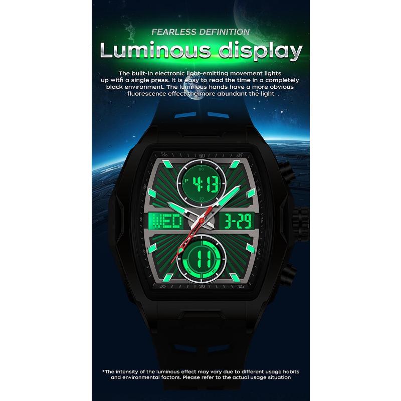 Men Wristwatch Quartz Watches Luxury Dual Display Chronograph Waterproof Sport Military Multifunction Male Digital Watch
