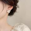 French Style Pearl Bowknot Earrings For Women Sweet Exquisite Irregular Bow Stud Earrings For Women Ear Buckle Party Holiday Jewelry Gifts